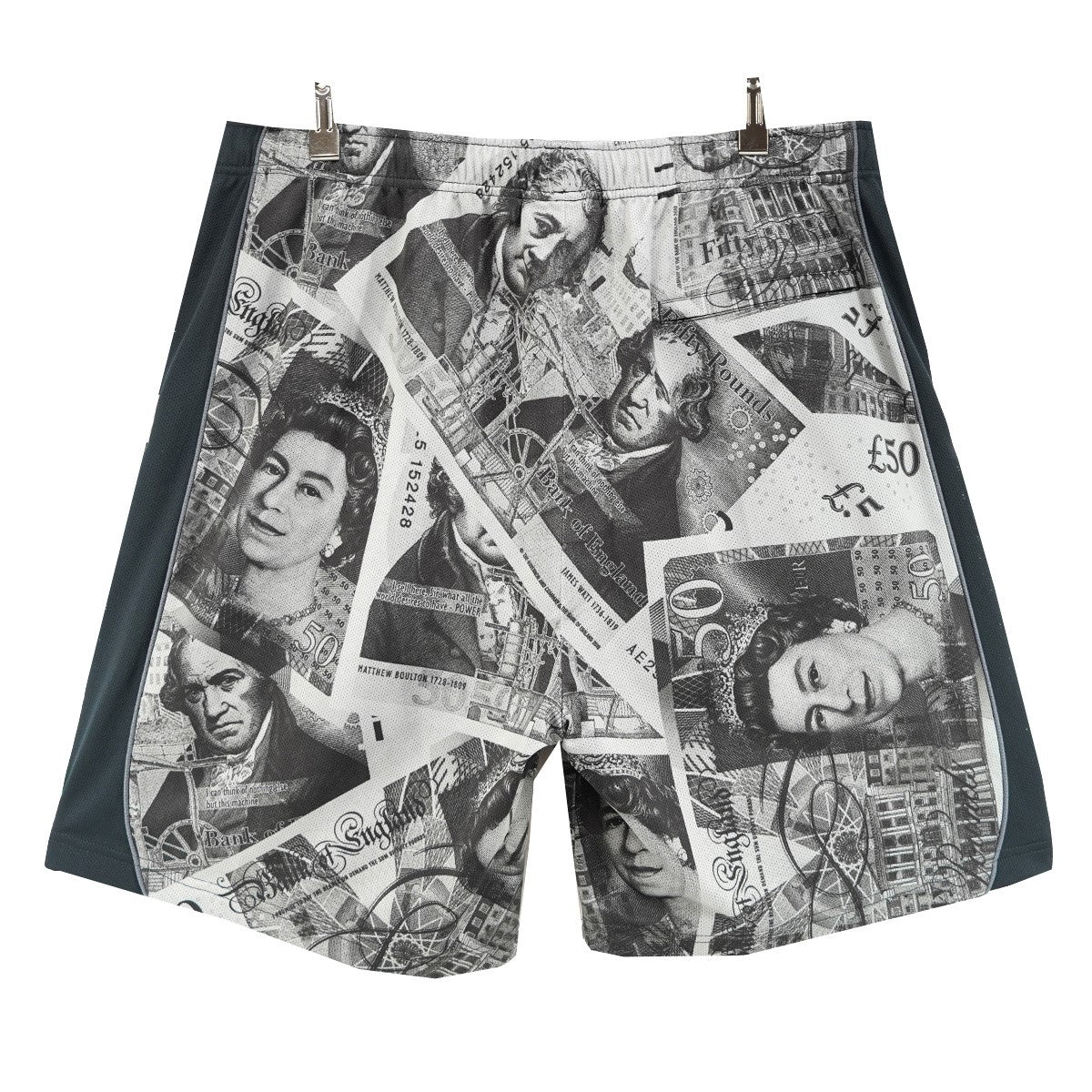 25AW Pounds Soccer Short ポンド紙幣 ロゴ WORLD FAMOUSワッペン 2 ナンバリング トロフィー ラインストーン サッカー ショーツ イージー ハーフ パンツ