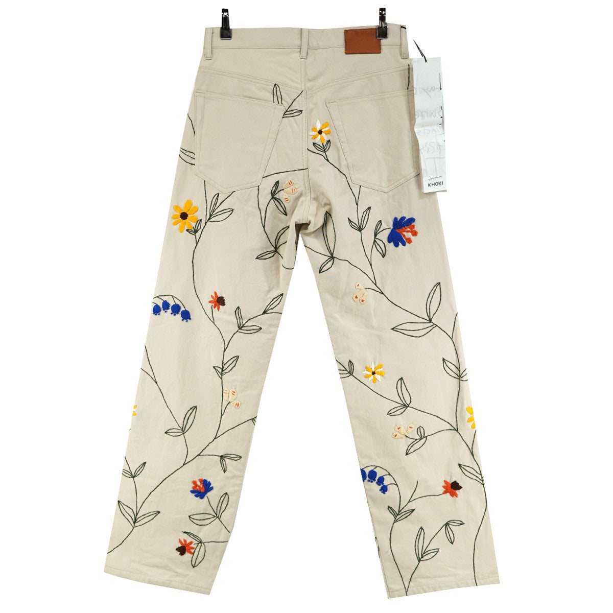 24AW Embroidery Pants オオカミ タバコ ヘルメット 花 蔦 ツタ 植物 ロゴ刺繍 ビーズ エンブロイダリー メモリアル ストレート チノ パンツ