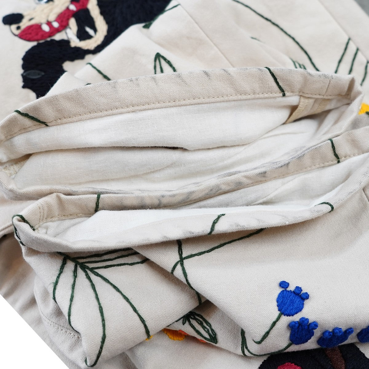 24AW Embroidery Pants オオカミ タバコ ヘルメット 花 蔦 ツタ 植物 ロゴ刺繍 ビーズ エンブロイダリー メモリアル ストレート チノ パンツ