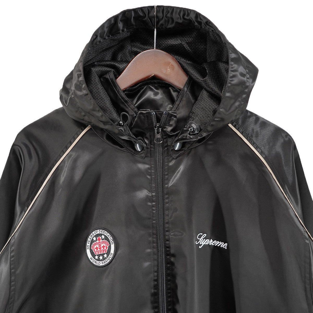 24SS Satin Hooded Track Jacketスクリプトロゴ サテン フーデッド フード ジャケット