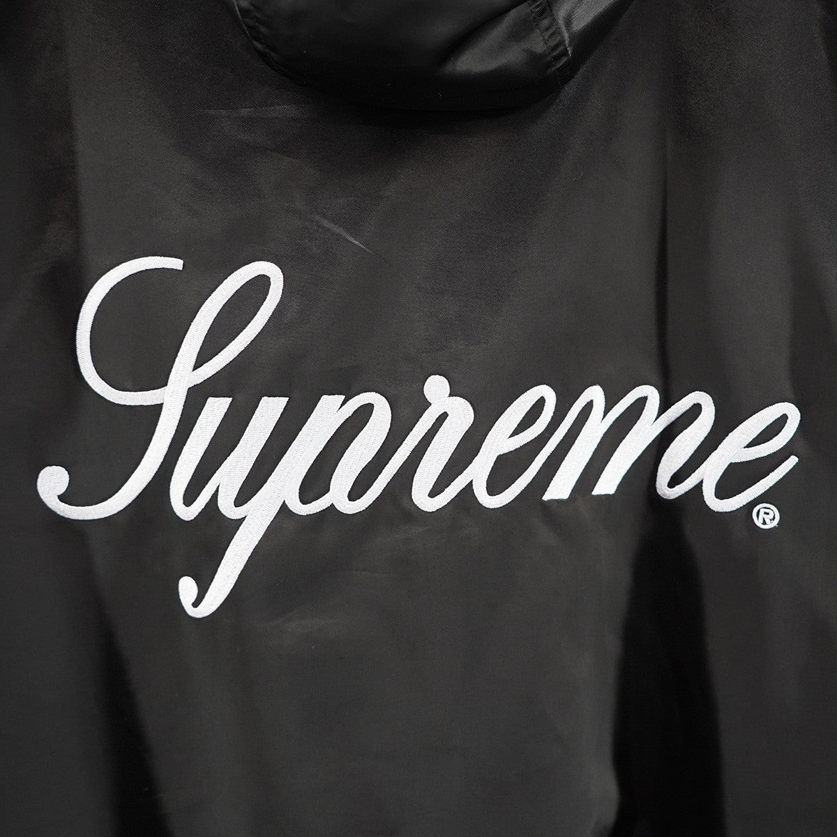 24SS Satin Hooded Track Jacketスクリプトロゴ サテン フーデッド フード ジャケット
