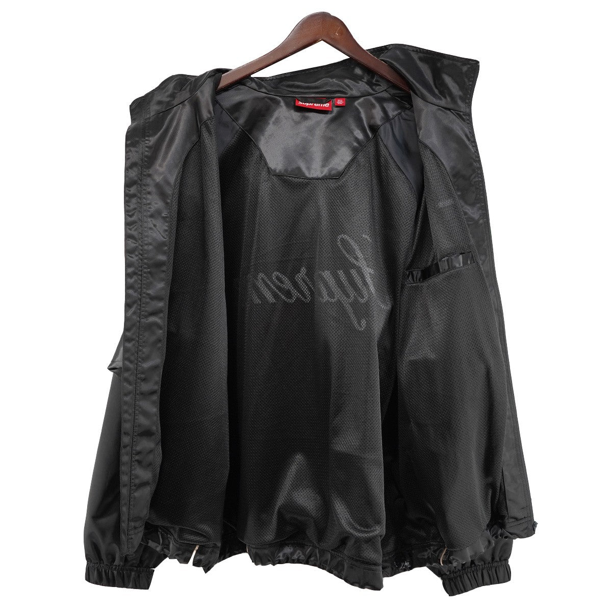 24SS Satin Hooded Track Jacketスクリプトロゴ サテン フーデッド フード ジャケット