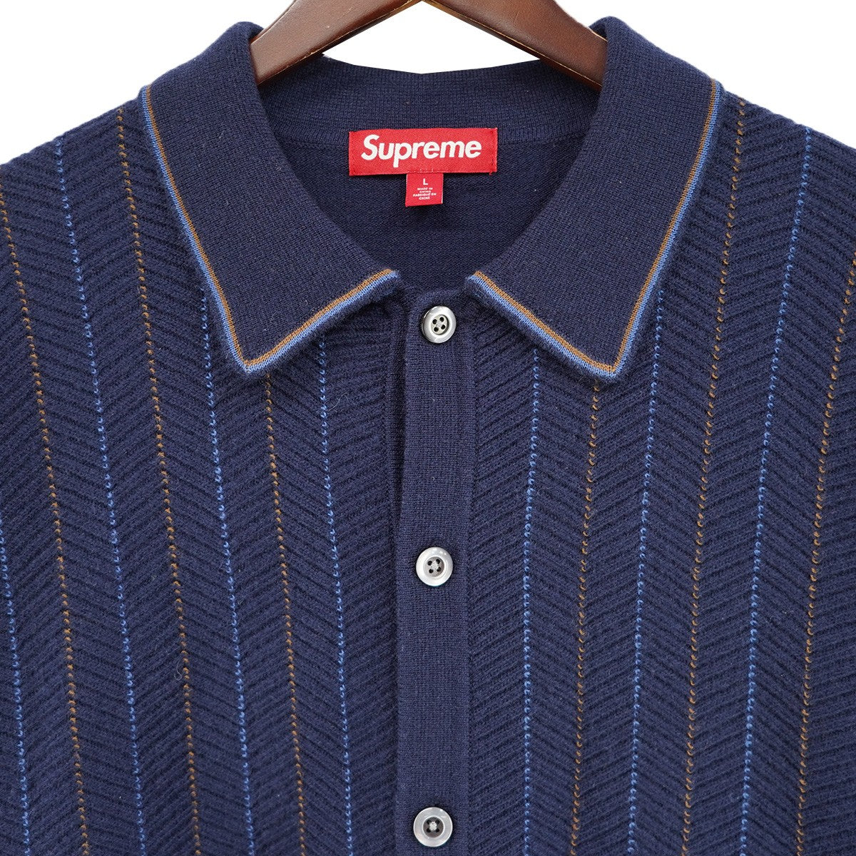 25SS Herringbone Cardiganロゴ ヘリンボーン 襟付き ニット カーディガン