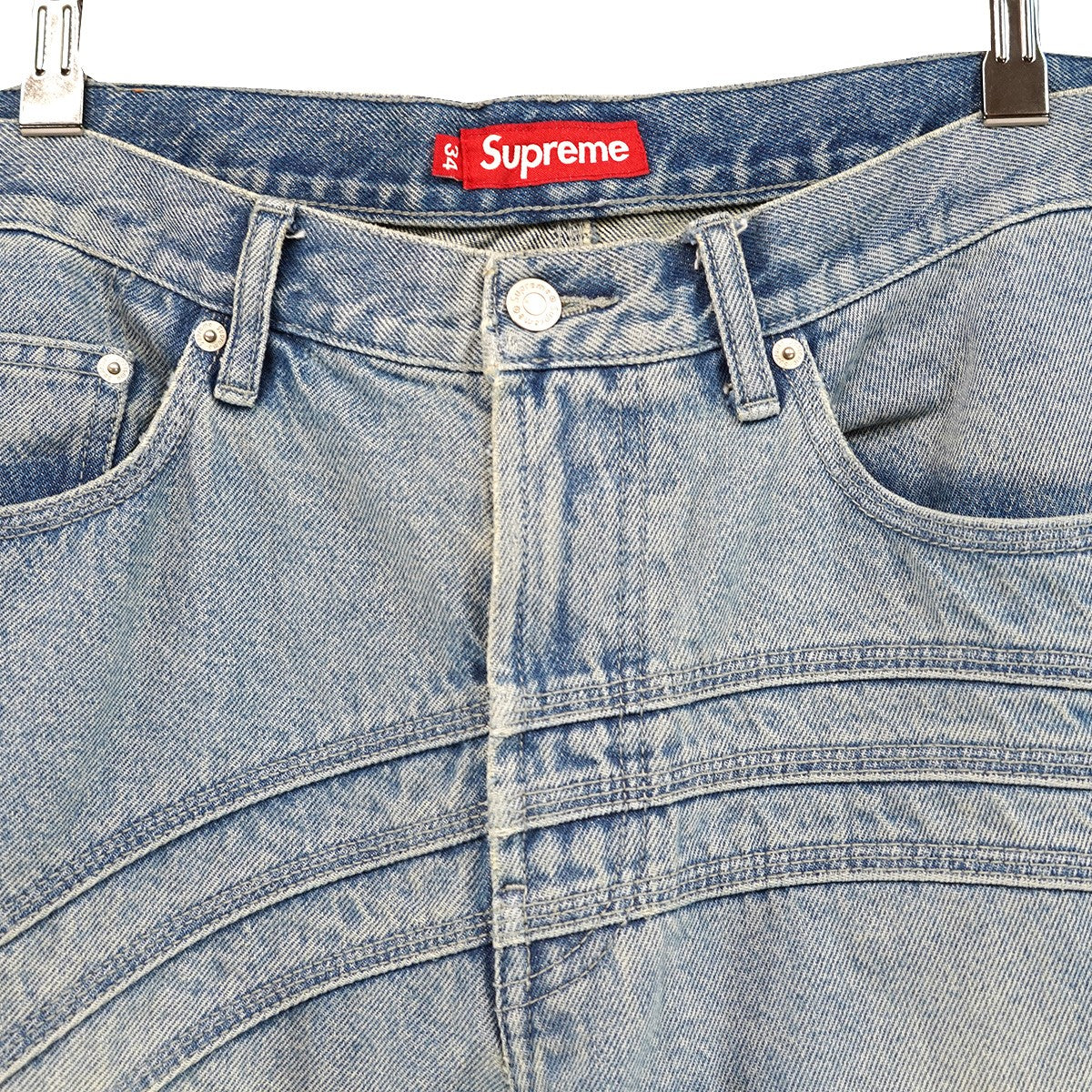 Supreme 24AW S Logo Loose Fit Jean 13オンスコットンS ロゴ パネルパターニング レザーパッチ ルーズフィット ジーンズ デニム パンツ 古着・中古-3枚目のアイテム画像