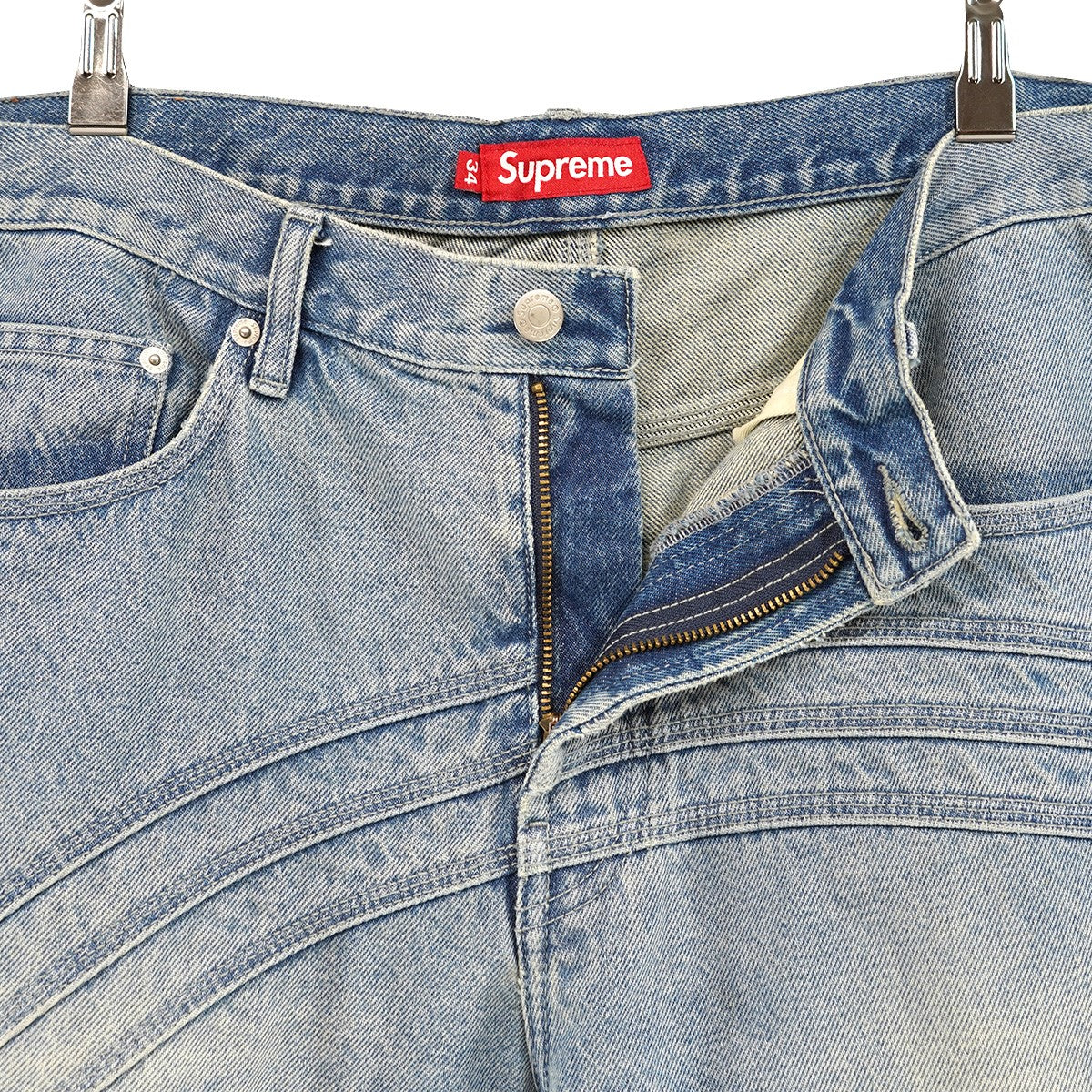 Supreme 24AW S Logo Loose Fit Jean 13オンスコットンS ロゴ パネルパターニング レザーパッチ ルーズフィット ジーンズ デニム パンツ 古着・中古-4枚目のアイテム画像