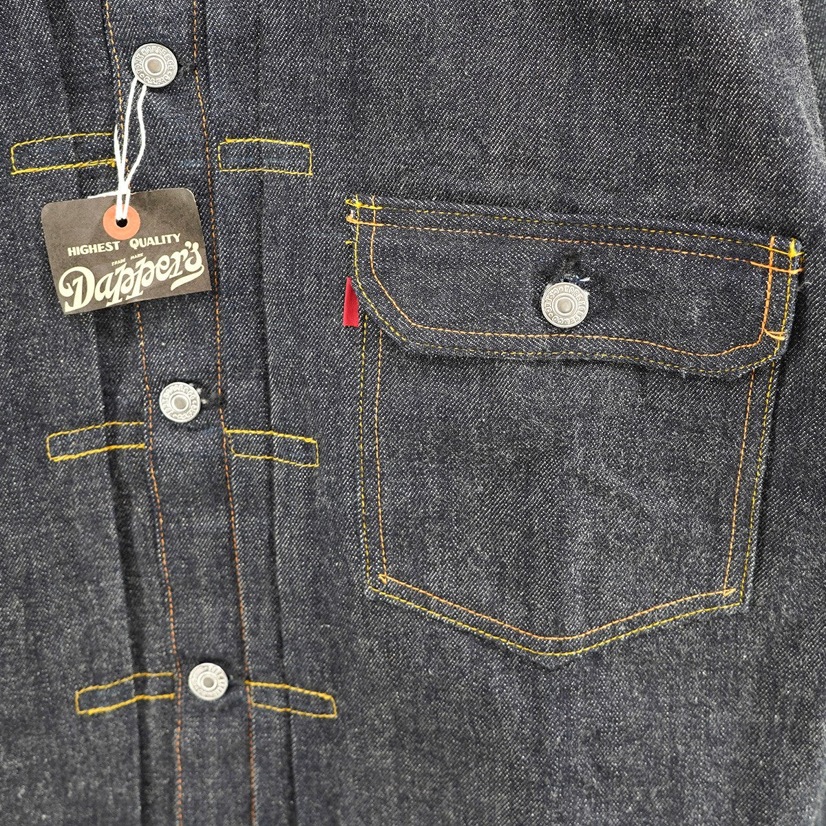 One Piece Of Rock×Dapper’s × Dapper’s S406XXX M-47 LOT1272 No．772 1947年 ポスト大戦過渡期モデル 1枚袖 ランダムカラー ステッチ 針置きバックル 鹿革パッチ デニム ジャケット 古着・中古-4枚目のアイテム画像
