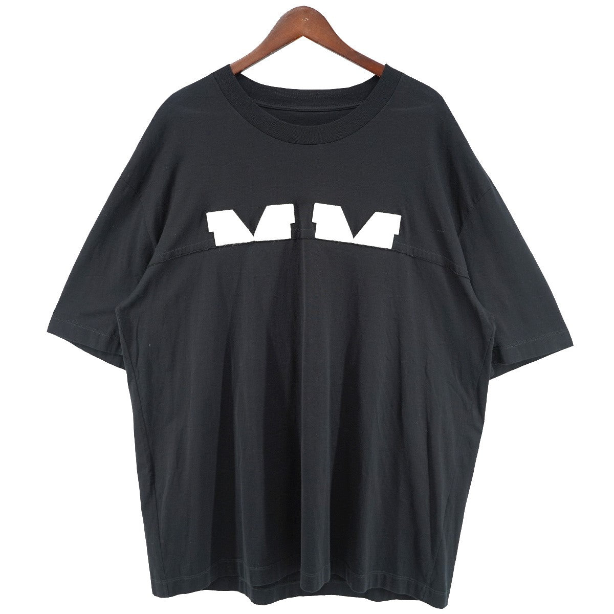 Maison Margiela 20AW Spliced MM ロゴ Tシャツ4ステッチ パイルパッチ サガラ刺繍 フットボールヨーク Tシャツ 古着・中古-1枚目のアイテム画像