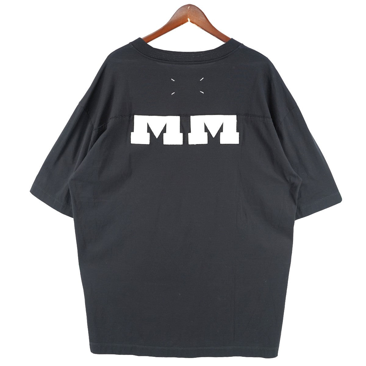 Maison Margiela 20AW Spliced MM ロゴ Tシャツ4ステッチ パイルパッチ サガラ刺繍 フットボールヨーク Tシャツ 古着・中古-2枚目のアイテム画像
