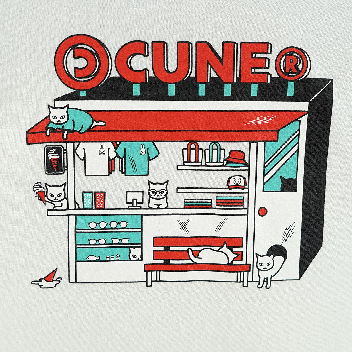 CUNE S／S Tee 『猫の店』 キャットショップ ロゴ Tシャツ 古着・中古-3枚目のアイテム画像