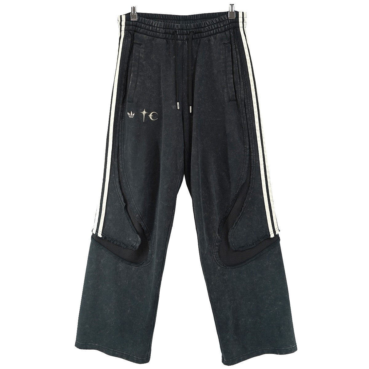 THUG CLUB×adidas 25AW × Thug Club Team Geist Sweatpants カットオフ ウォッシュ加工コラボ ロゴ 刻印アグレット メッシュパネル チームガイスト スウェット イージー パンツ 古着・中古-1枚目のアイテム画像
