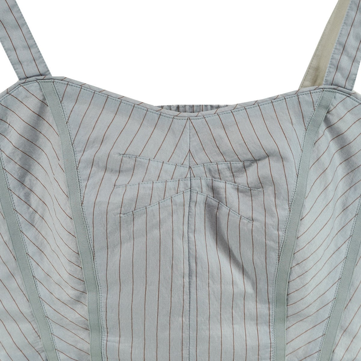 IENA LA BOUCLE 24SS ストライプキャミブラウスキュプラシルク混紡 マルチシャーリング サイド コンシールファスナー レイヤード キャミソール 古着・中古-3枚目のアイテム画像