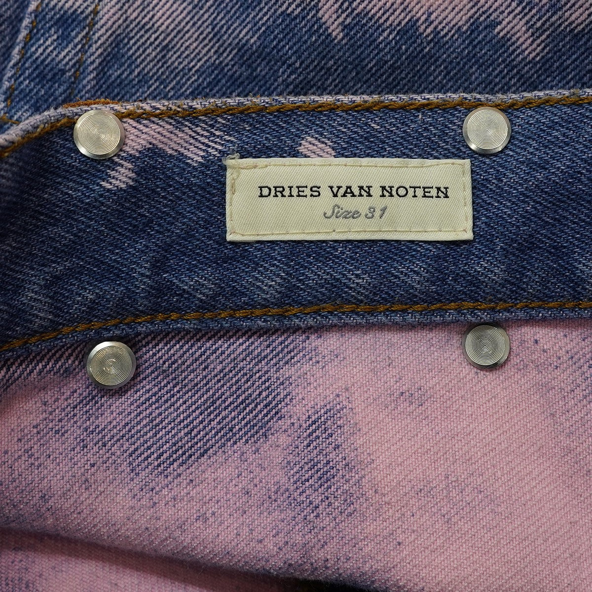 24SS PINE 8849 M．W． PANTSピンク染め タイダイ ブリーチ加工 ストレート ワイドデニムパンツ