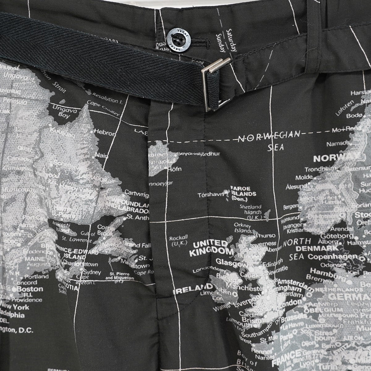 sacai 20SS WORLD MAP SHORT PANTSワールドマップ ショーツ ベルテッド ハーフパンツ 古着・中古-3枚目のアイテム画像