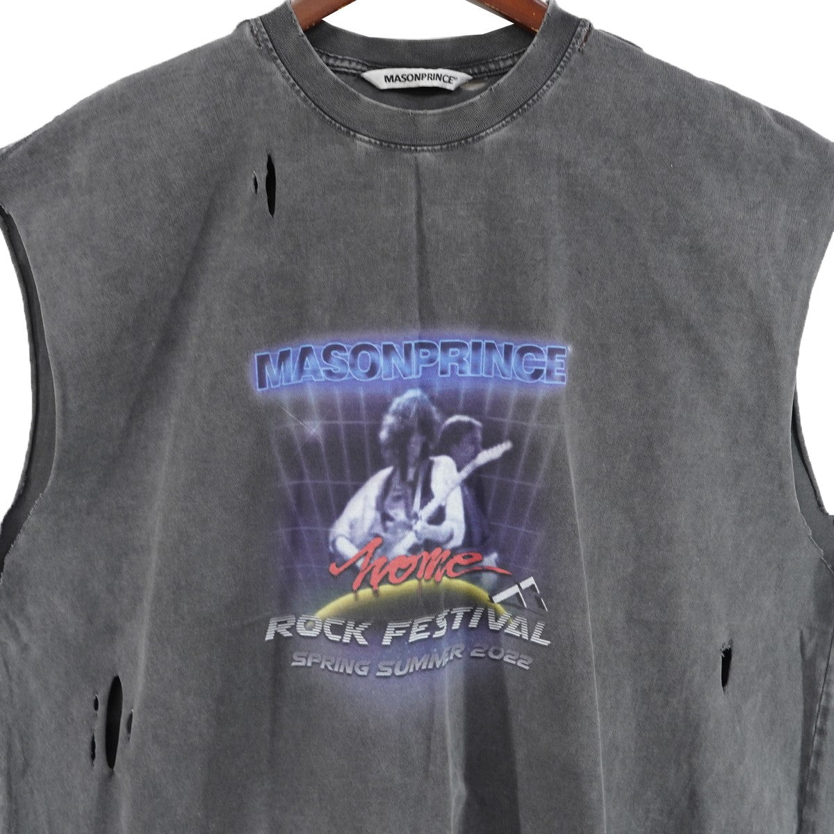 ヴィンテージ加工 MPオリジナルプリント バンドTシャツダメージ スリーブレス タンクトップ バンド Tシャツ