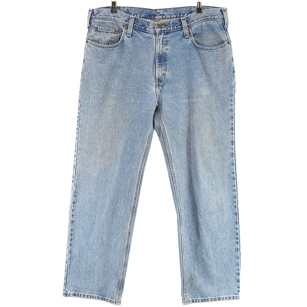Relaxed-Fit Straight-Leg Work Jean リラックスフィット ストレートレッグ ワークジーンズウォッシュ加工 レザーパッチ ワイド デニム パンツ