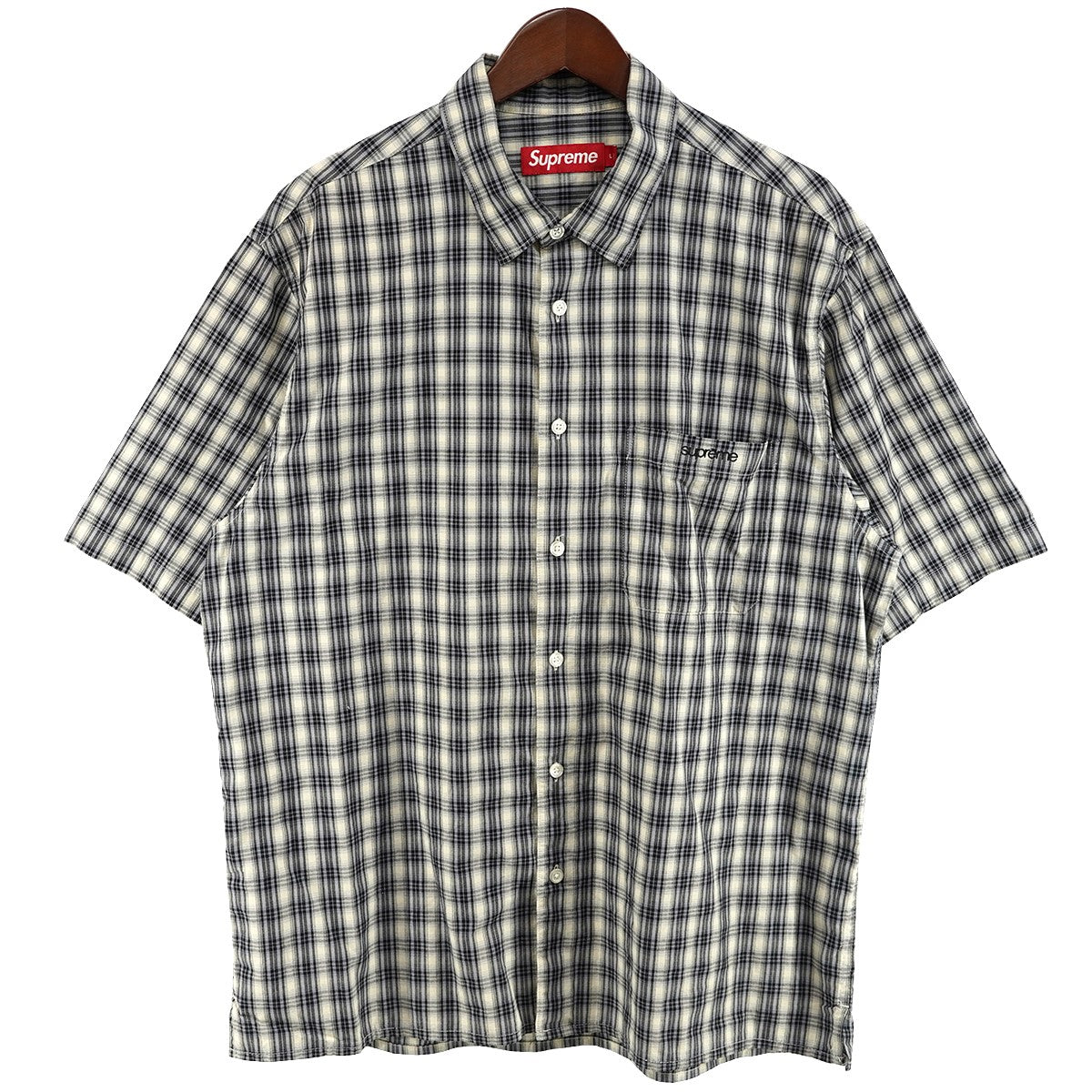 26SS Mini Plaid S／S Shirtミニプレイド クラシック ロゴ 刺繍 ショートスリーブ 半袖 シャツ
