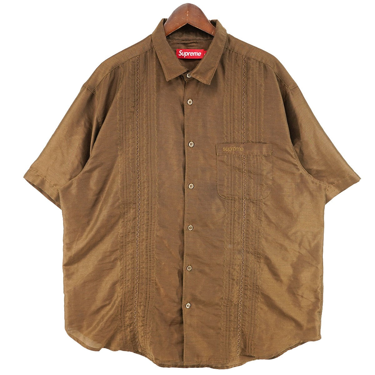 26SS Pintuck S／S Shirtピンタック ロゴ 刺繍 ショートスリーブ 半袖 キューバ シャツ
