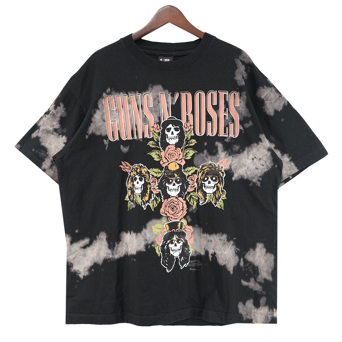 GUN N’ ROSES GNR ROSE CROSS OVERSIZED BOX SILHOUETTE T-SHIRTSブリーチ・ヴィンテージ加工 ガンズアンドローゼス Tシャツ