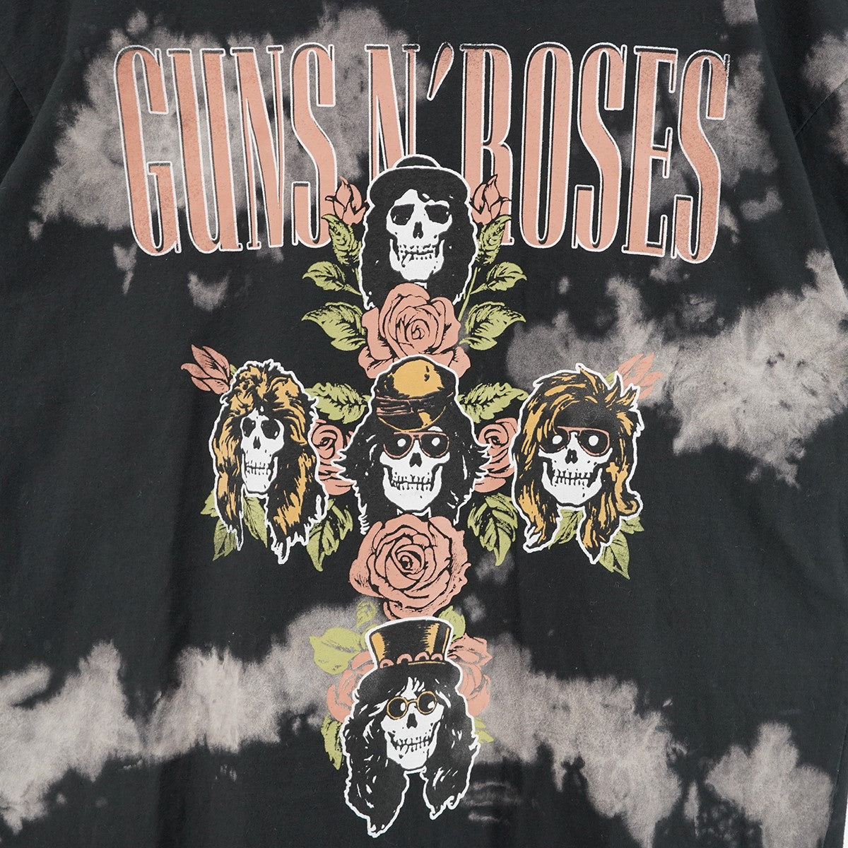 GUN N’ ROSES GNR ROSE CROSS OVERSIZED BOX SILHOUETTE T-SHIRTSブリーチ・ヴィンテージ加工 ガンズアンドローゼス Tシャツ