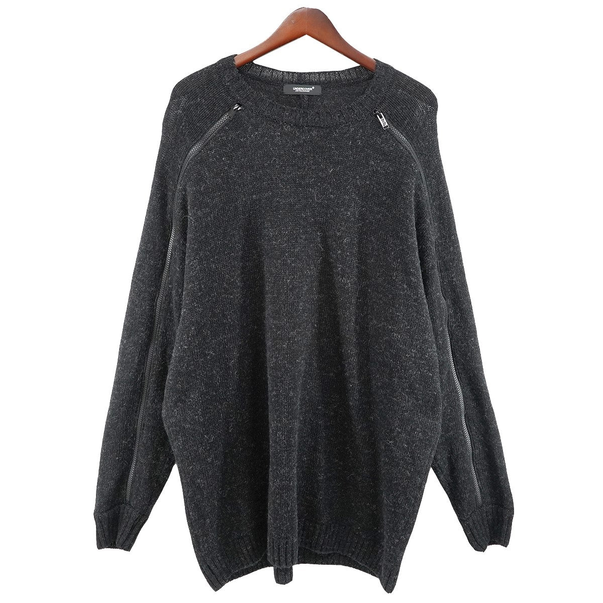 24AW 袖ZIPクルーネックニット ロング ジップ セーター