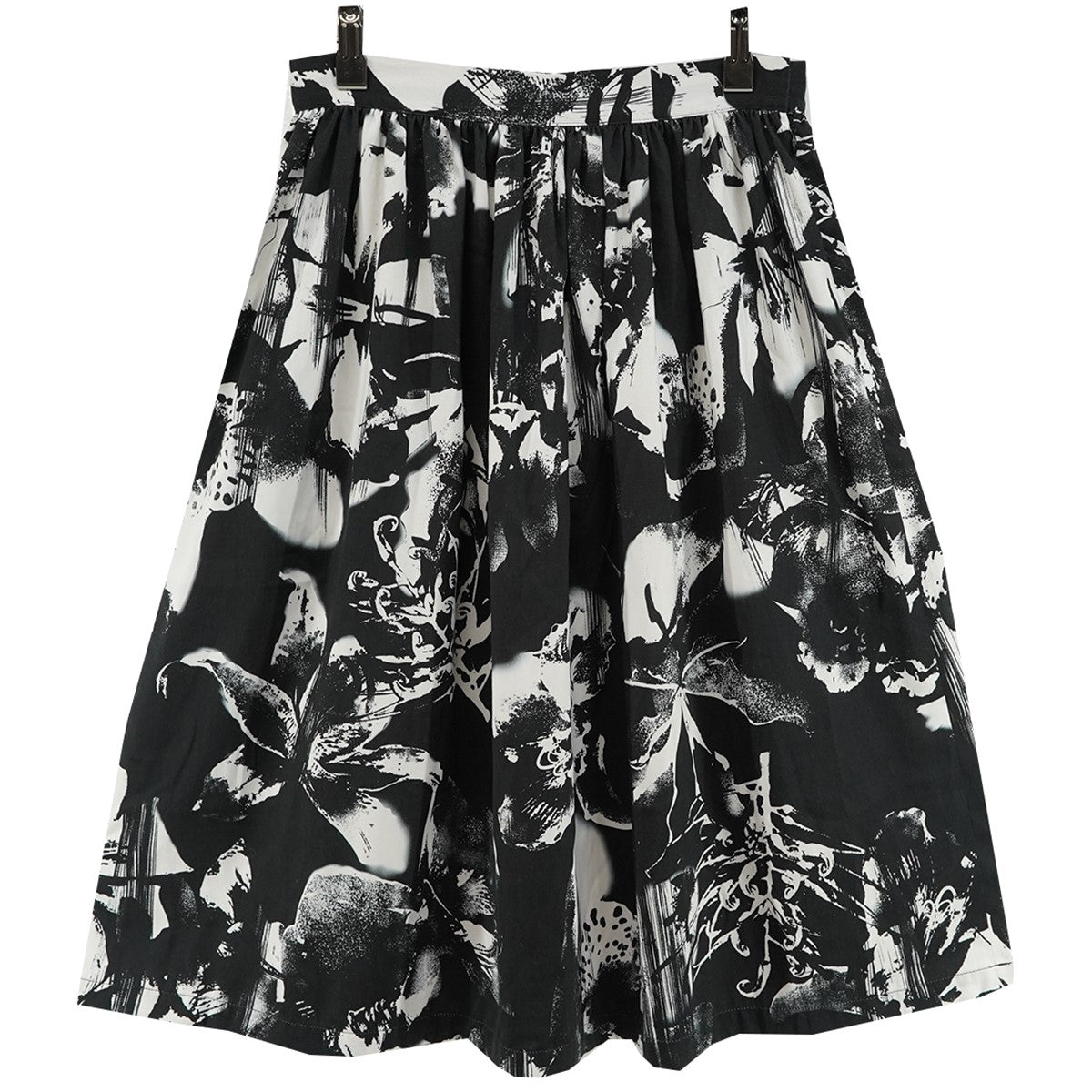 25SS Polyester Flower Print Gathered Skirtポリエスエル モノトーン 花柄 総柄 ギャザー スカート