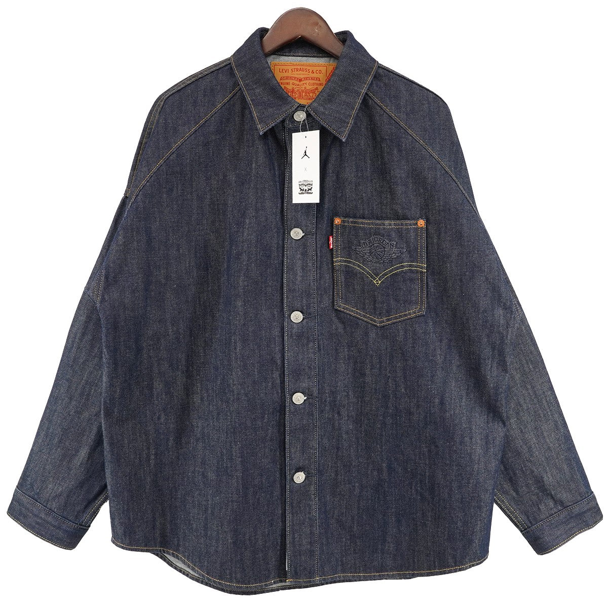 × JORDAN 26SS Overshirt Jacket ジョーダンコラボ12オンスデニム ウイングマーク ロゴ 刻印ボタン オーバーサイズ シャツ ジャケット