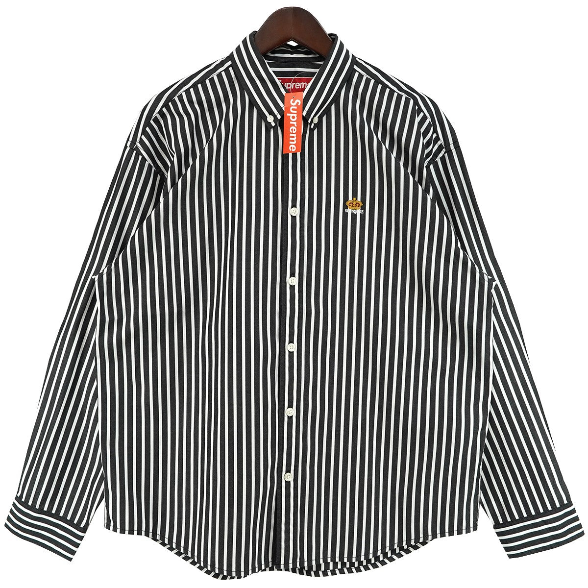 26SS Stripe Shirtストライプ クラウン ロゴ 刺繍 長袖 シャツ
