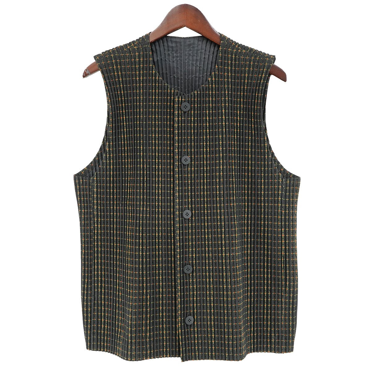 23AW RANDOM PLAID VESTランダム プレイド チェック プリーツ ベスト