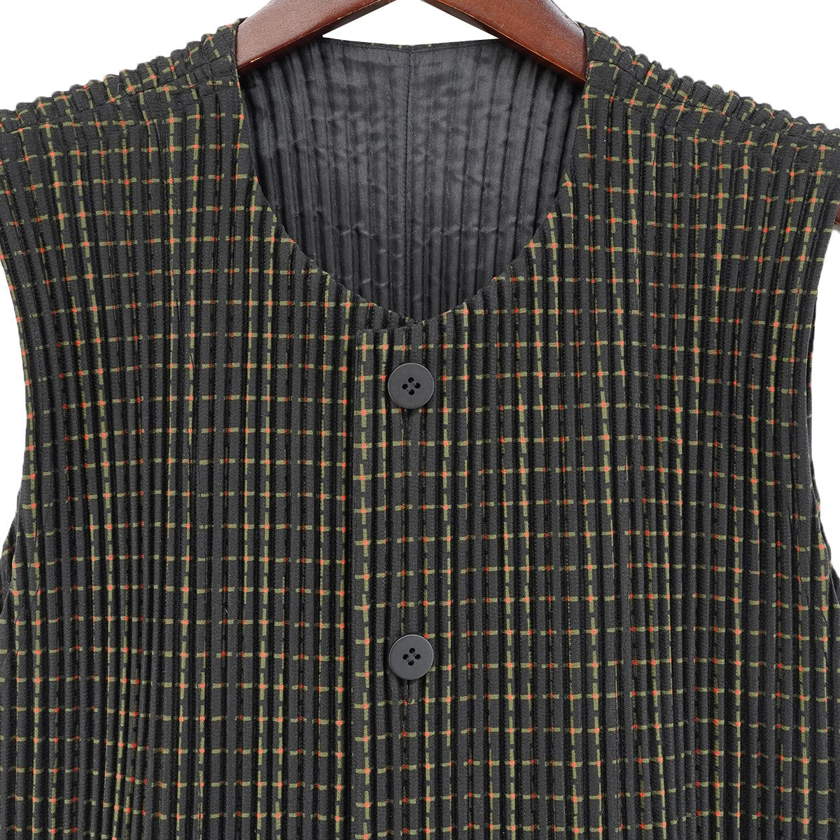 23AW RANDOM PLAID VESTランダム プレイド チェック プリーツ ベスト