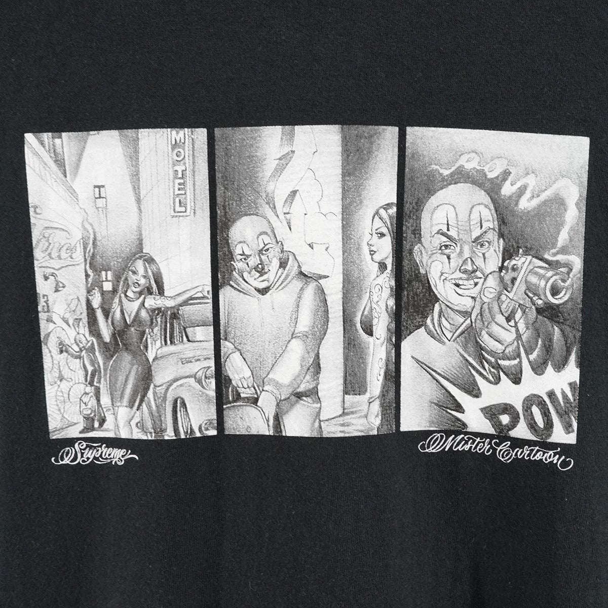 24AW Mister Cartoon Pow Tee ロゴ タトゥーアーティストミスター・カートゥーン パウ アメコミ風 3コマ アートワーク プリント Tシャツ