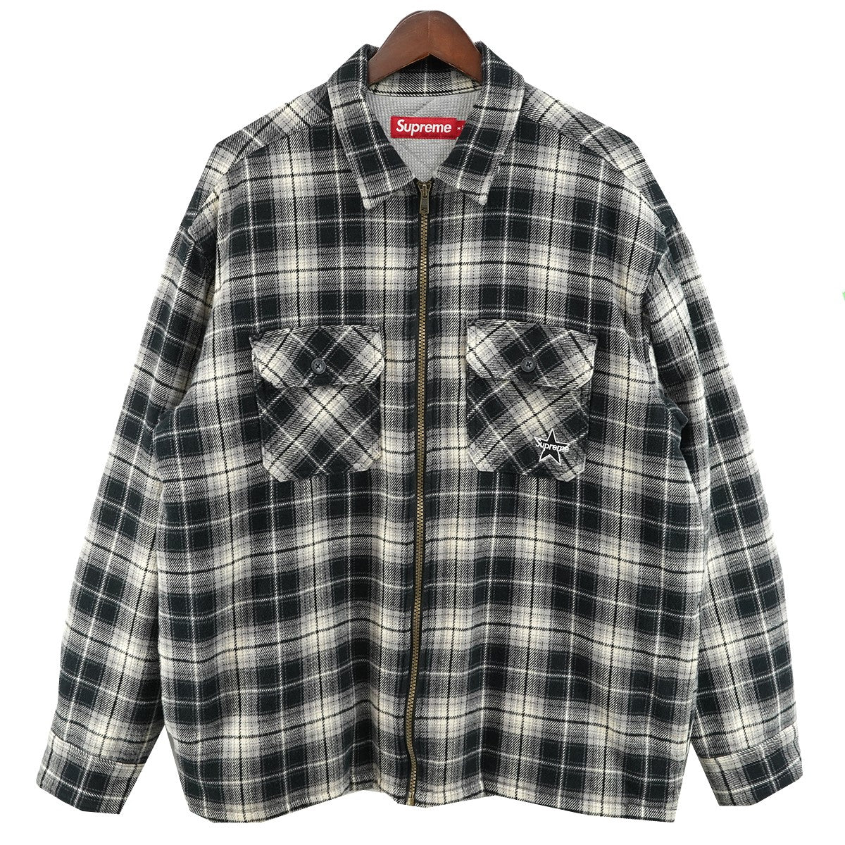 25AW Thermal Lined Zip Up Flannel Shirtスター ロゴ サーマル ラインド ジップアップ フランネル チェック シャツ