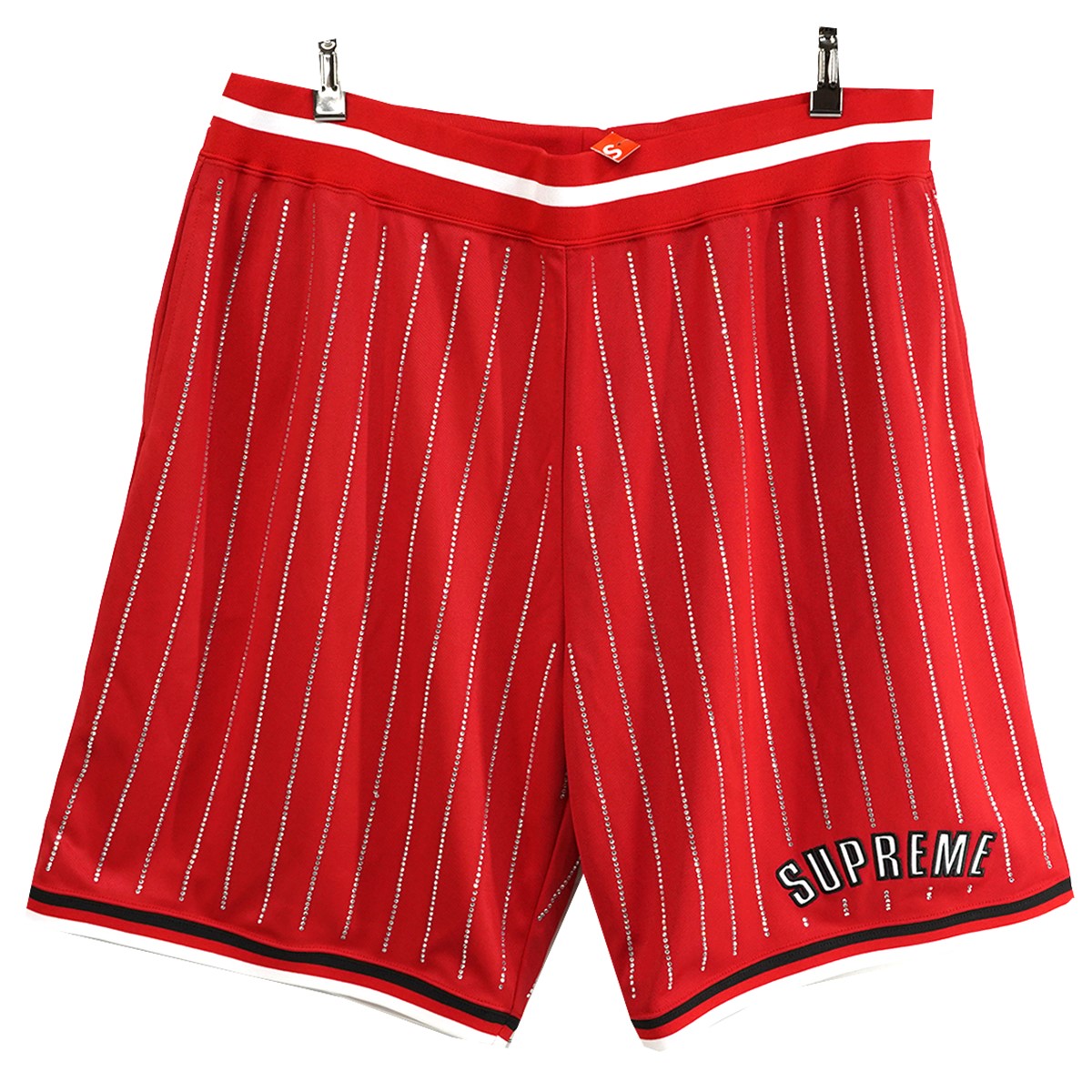 22SS Rhinestone Stripe Basketball Shortロゴ ラインストーン ストライプ イージー バスケットボール ショーツ ハーフパンツ