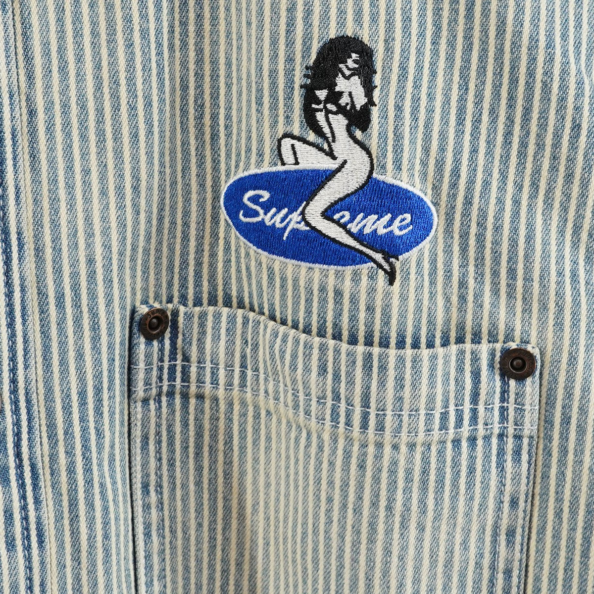 26SS Quilted Lined Denim Snap Shirtピンナップガール ロゴ パッチ キルティング キルテッド ラインド デニムスナップ シャツ
