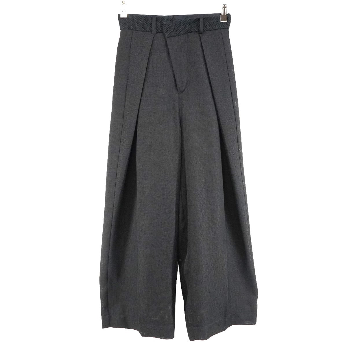 24SS Asymmetric Front Mesh Trousersメッシュ ワイド トラウザース パンツ