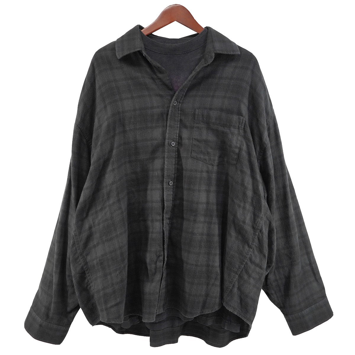 25SS City of Angels Graphic Printed Layered Shirt  ヴィンテージ加工 Tシャツドッキング オーバーサイズ チェック フランネル レイヤード シャツ