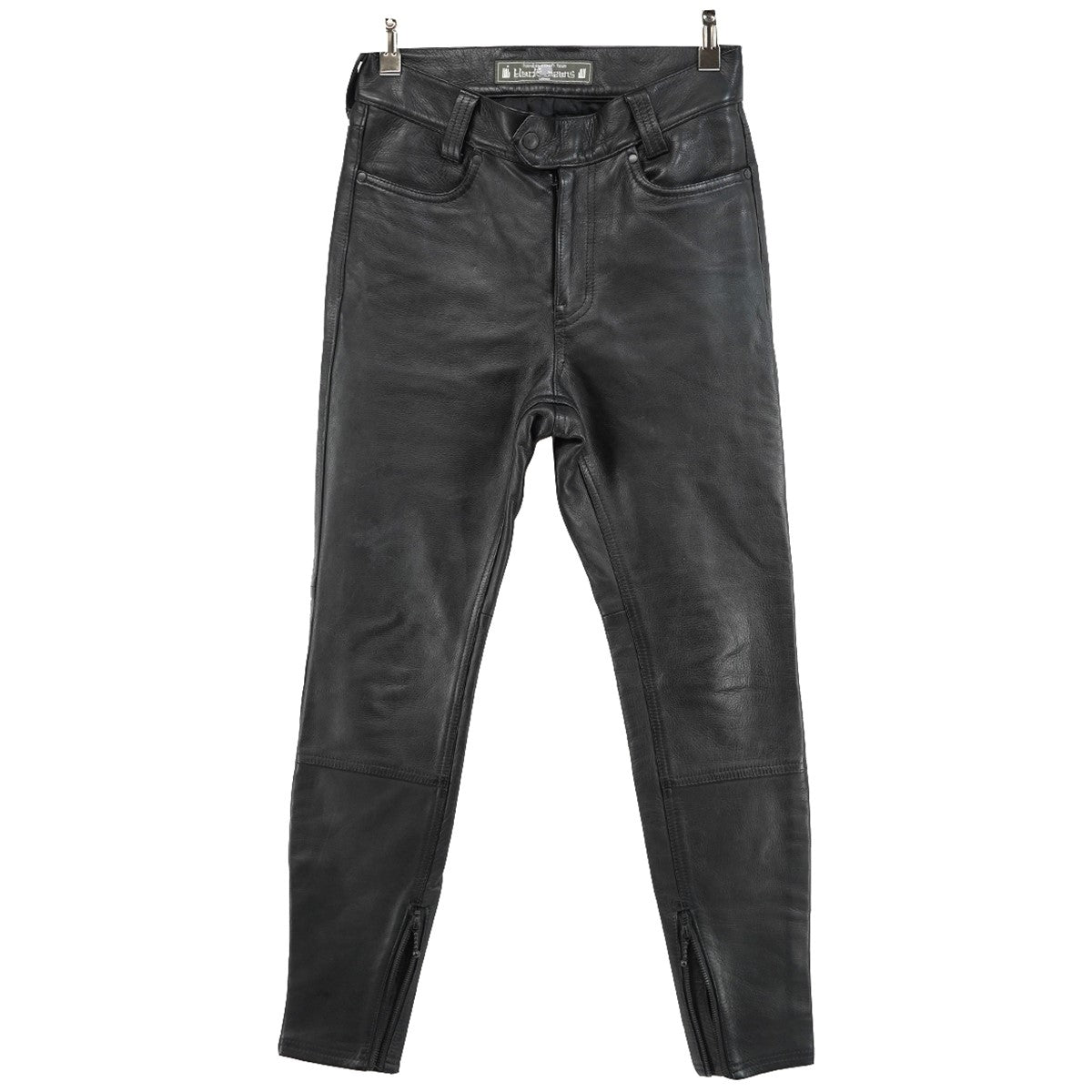 SLIM LEATHER TROUSERスリム カウレザー 裾ジップ トラウザース パンツ