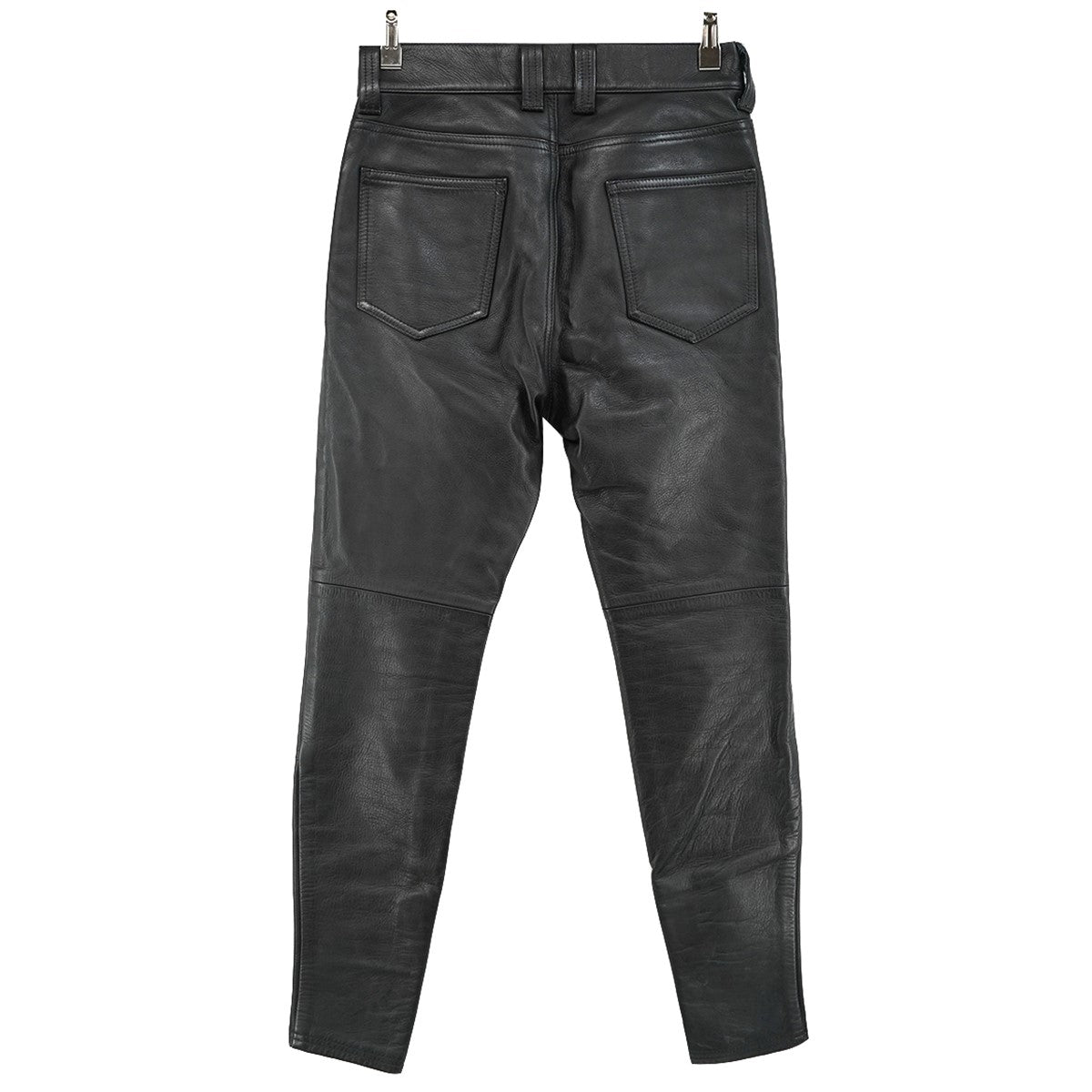 SLIM LEATHER TROUSERスリム カウレザー 裾ジップ トラウザース パンツ