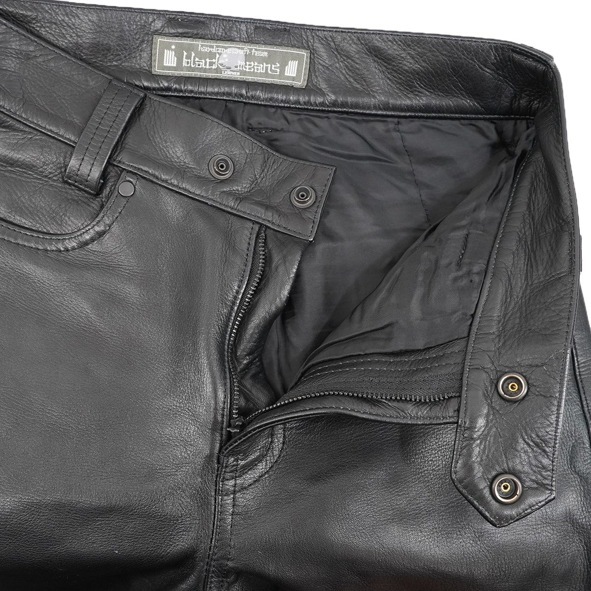 SLIM LEATHER TROUSERスリム カウレザー 裾ジップ トラウザース パンツ