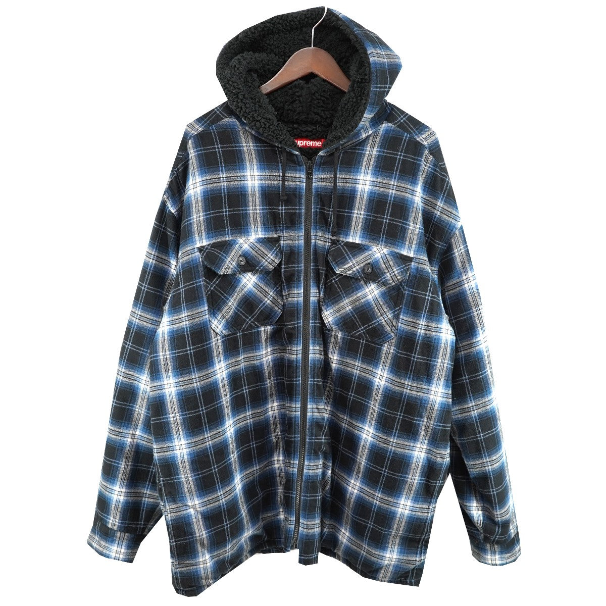 25AW Lined Zip Up Hooded Flannel Shirtバックロゴ 内ボア ラインド ジップ アップ フード フランネル シャツ