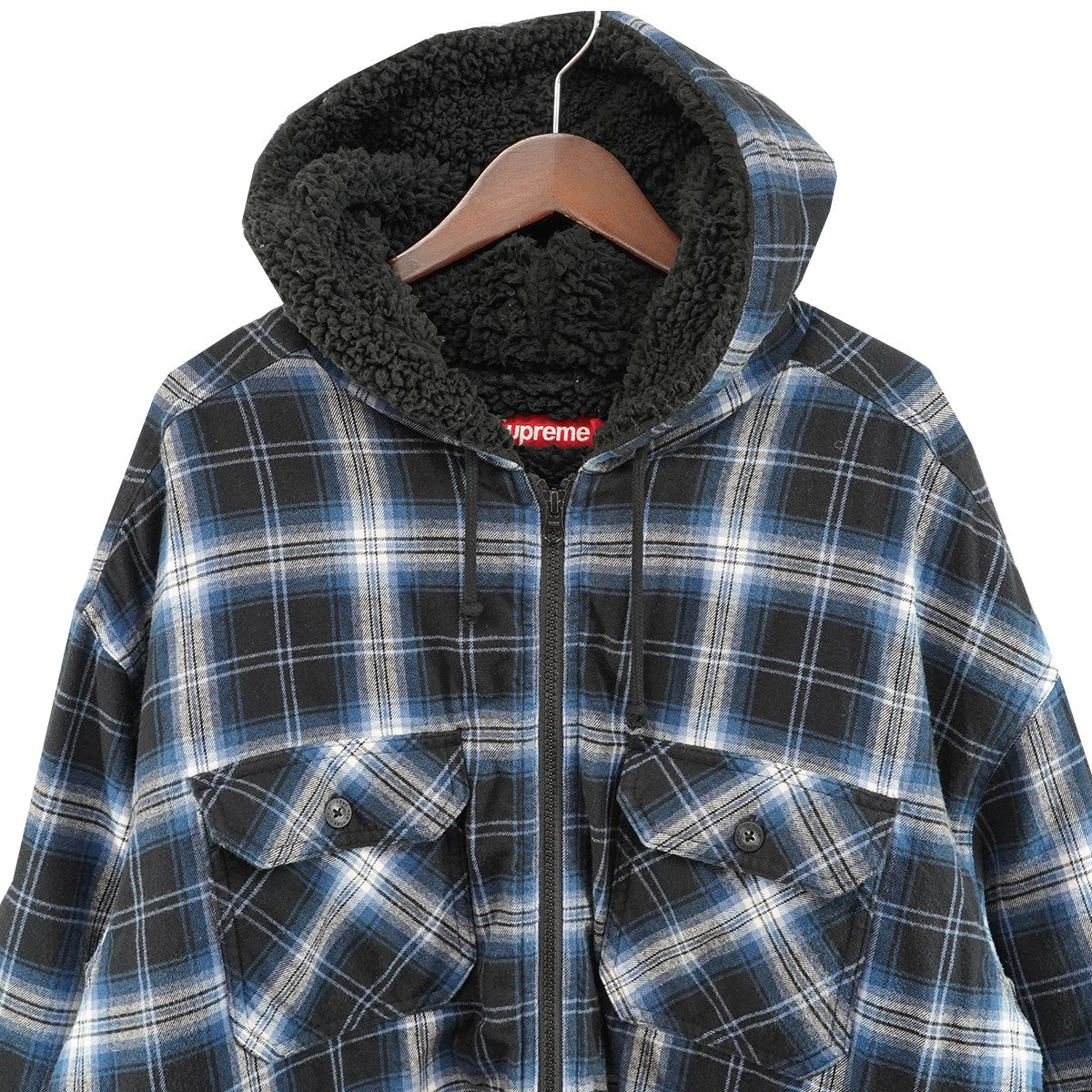 25AW Lined Zip Up Hooded Flannel Shirtバックロゴ 内ボア ラインド ジップ アップ フード フランネル シャツ