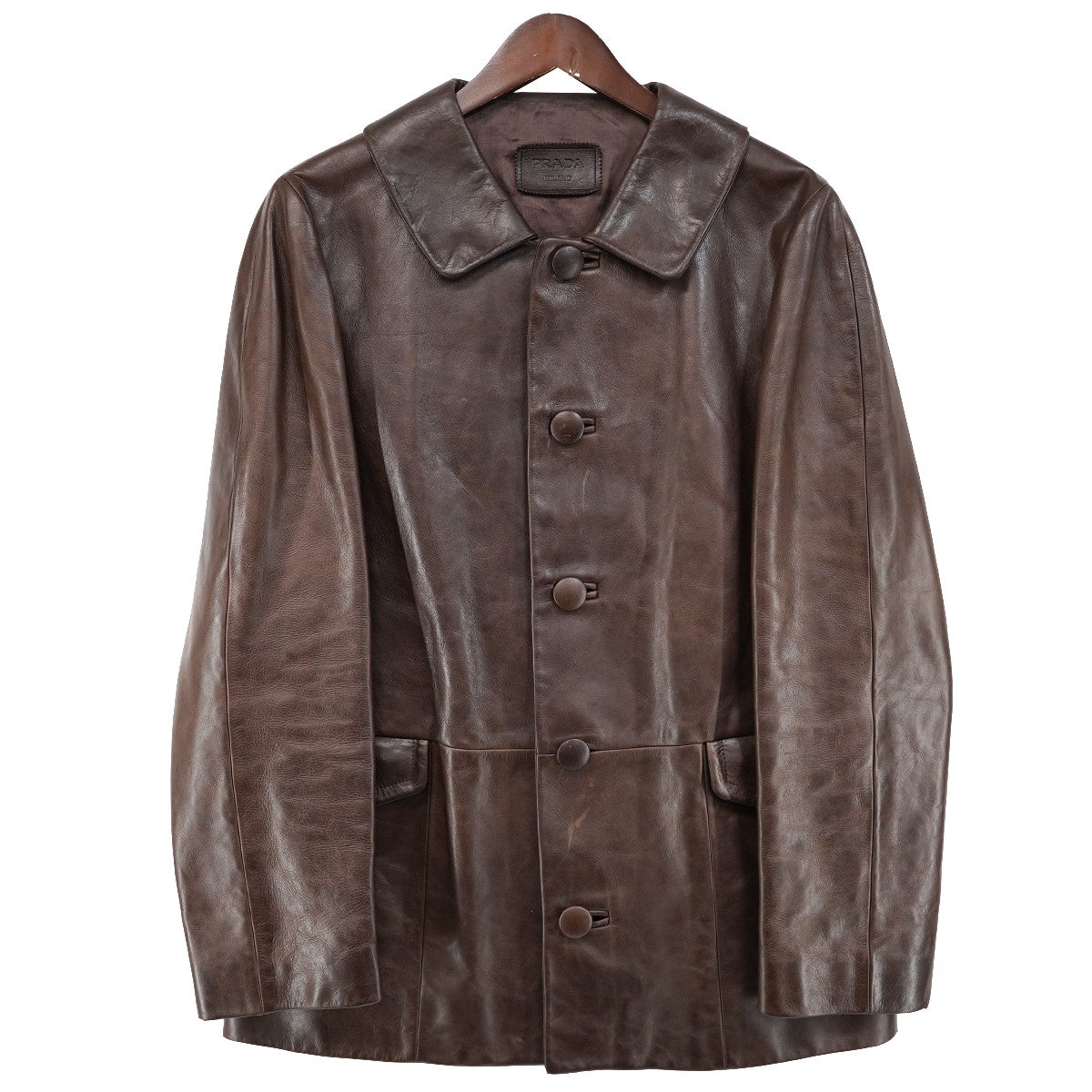 24AW Leather Blouson Jacket ヴィンテージ Vintage エイジング 加工バック トライアングル パッチ レザー ブルゾン ジャケット