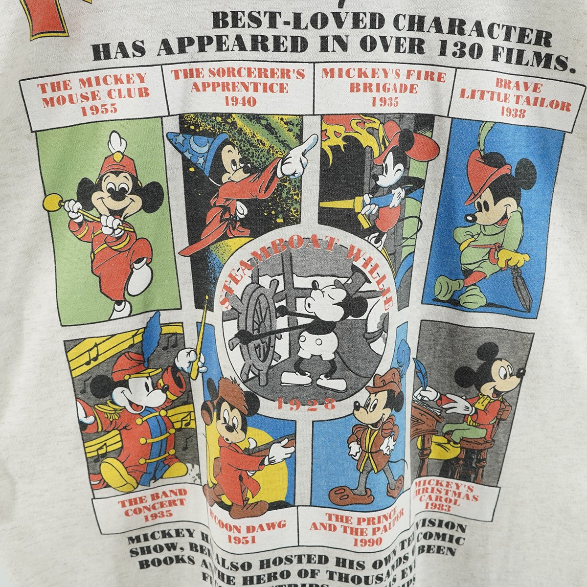 90s Disney Treasures ／ Mickey Mouse Timeline ＆ Filmography 3／4 Raglan Teeディズニー ミッキーマウス 七分袖 Tシャツ