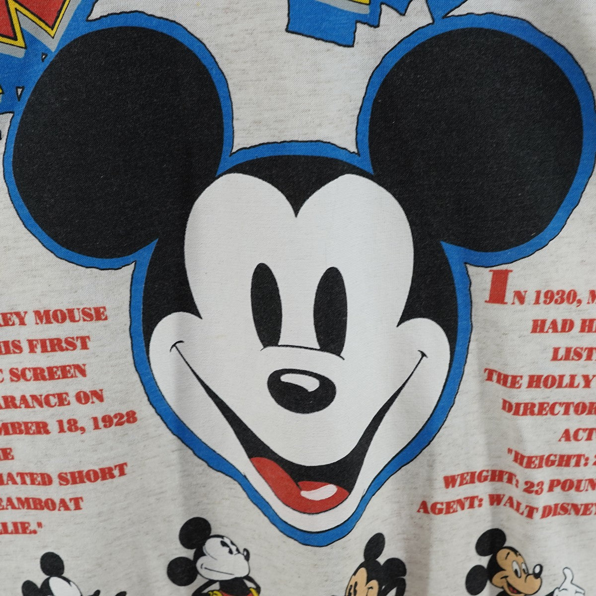 90s Disney Treasures ／ Mickey Mouse Timeline ＆ Filmography 3／4 Raglan Teeディズニー ミッキーマウス 七分袖 Tシャツ