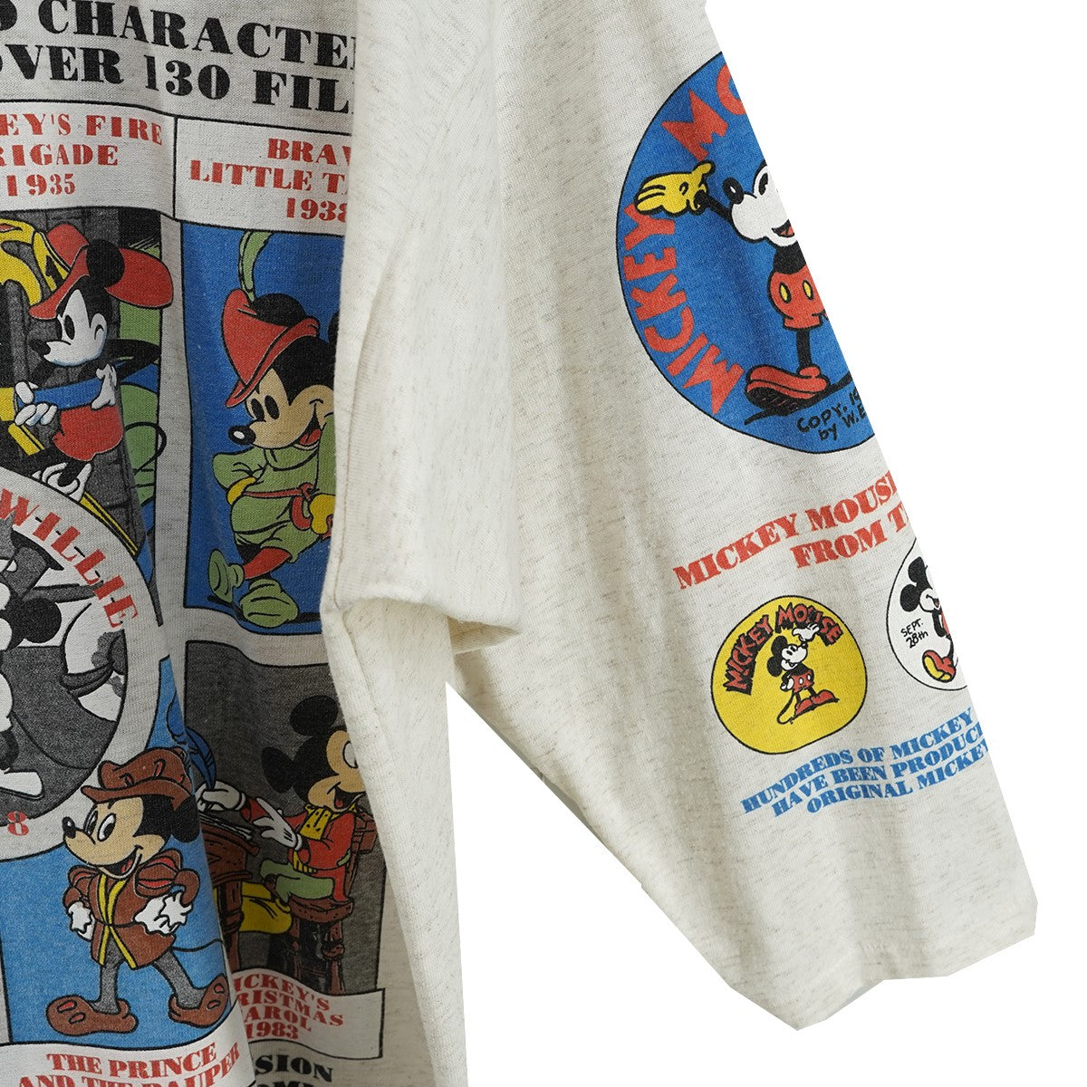 90s Disney Treasures ／ Mickey Mouse Timeline ＆ Filmography 3／4 Raglan Teeディズニー ミッキーマウス 七分袖 Tシャツ