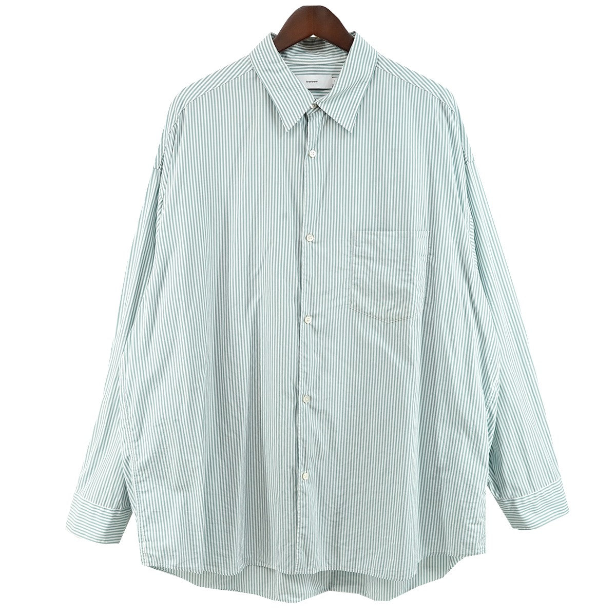 Graphpaper 24AW Broad Stripe L／S Oversized Regular Collar Shirtストライプ オーバーサイズ シャツ 古着・中古-1枚目のアイテム画像
