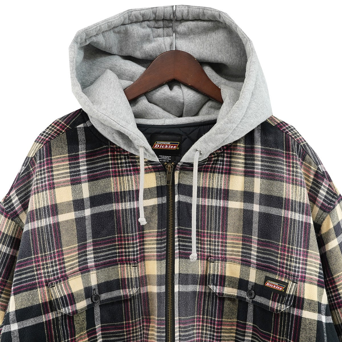 23AW Dickies Plaid Hooded Zip Up Shirtロゴ プレイド チェック フーデッド ジップ アップ フード シャツ