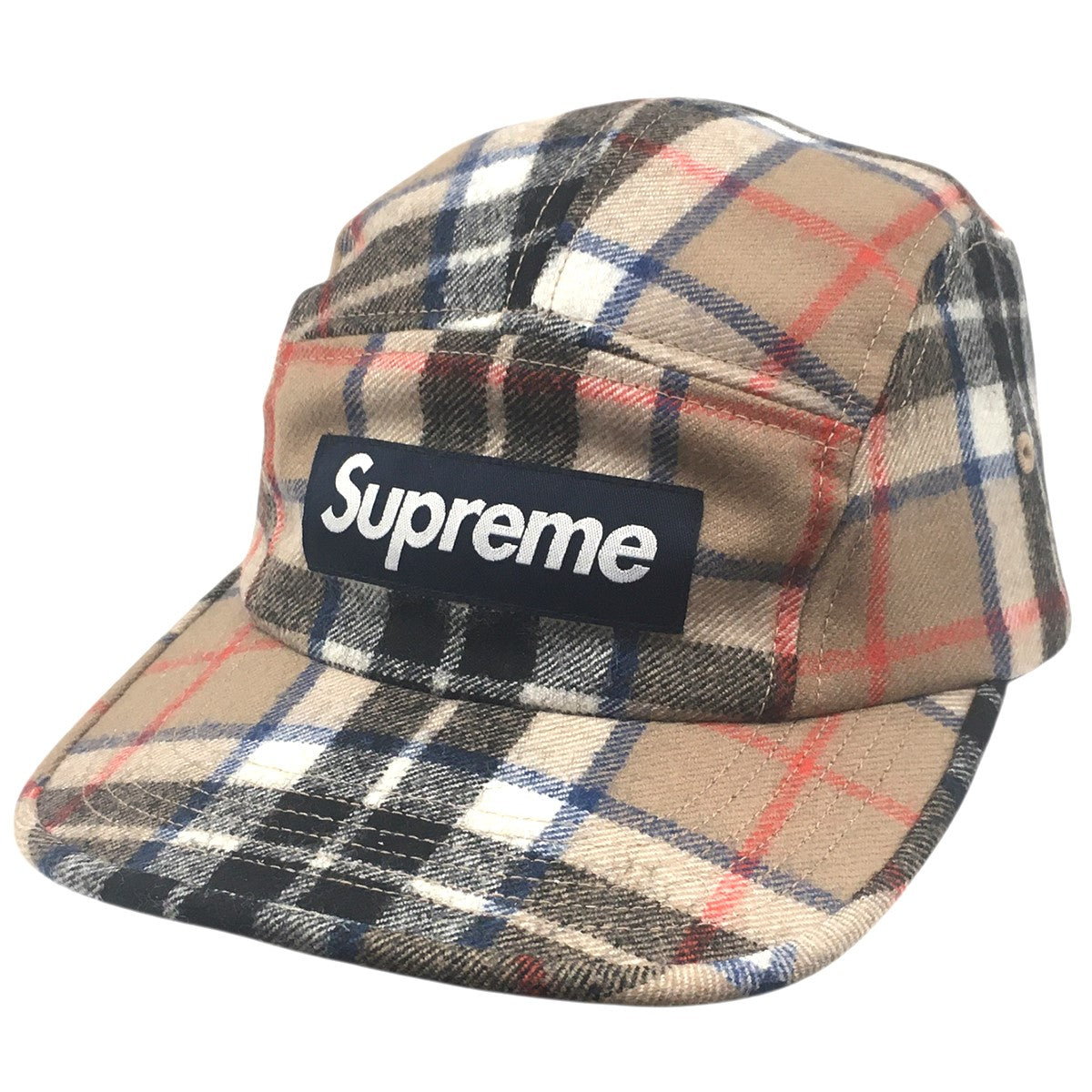 24AW Lochcarron Camp Cap Tan Plaidボックスロゴ  ロキャロン キャンプ チェック キャップ 帽子