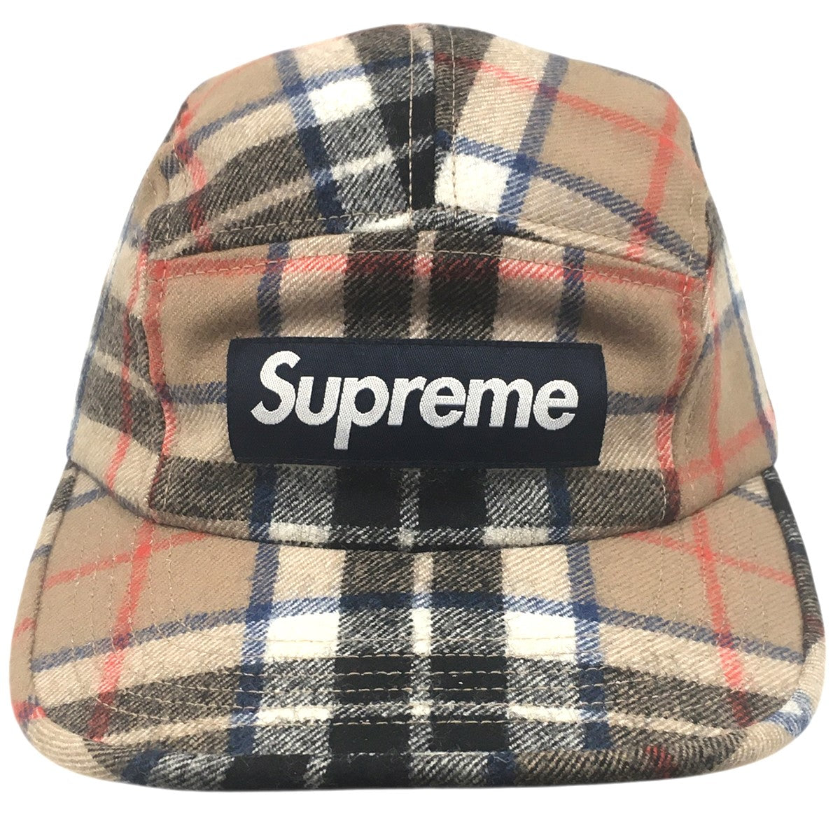 24AW Lochcarron Camp Cap Tan Plaidボックスロゴ  ロキャロン キャンプ チェック キャップ 帽子