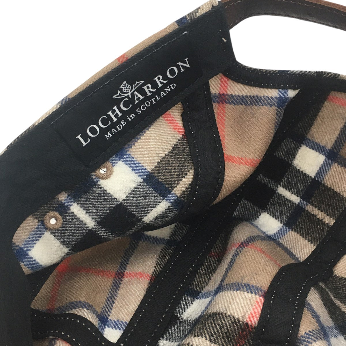 24AW Lochcarron Camp Cap Tan Plaidボックスロゴ  ロキャロン キャンプ チェック キャップ 帽子
