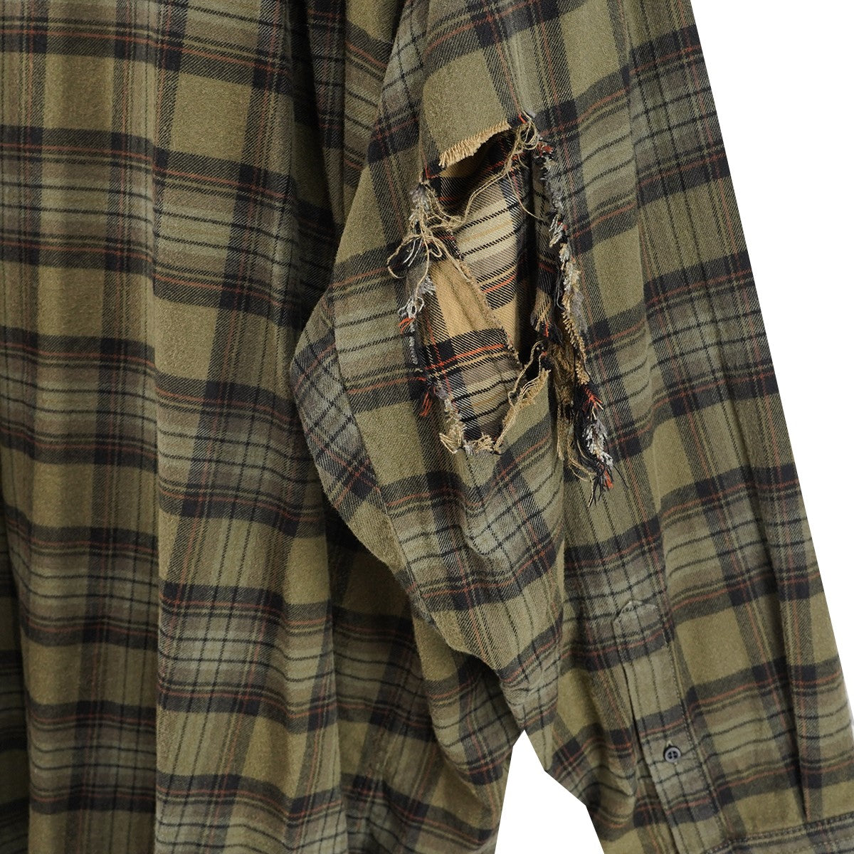 24AW Paris Liberty Layered Oversized Shirt ダメージ ヴィンテージ 加工オーバーサイズ Tシャツ ドッキング チェック ネルシャツ